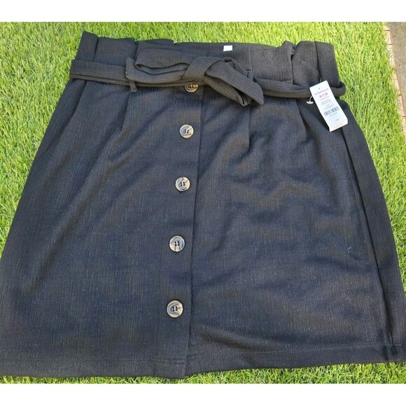 Ardene Womens Button Front Black Skirt Size L (0A-AP03347) NWT - Picture 1 of 12